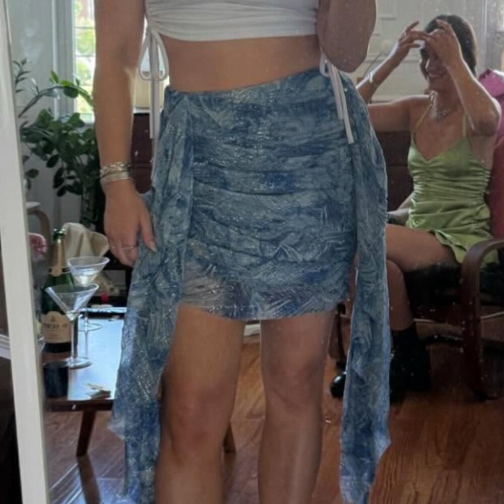 Mia Vesper Blue Frond Cascade Skirt size Medium